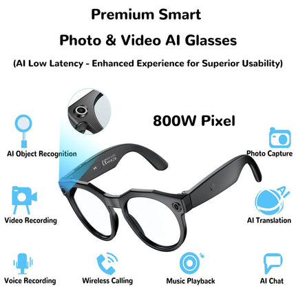 Meta Ai Smart Wireless Bluetooth Glasses with (Speaker & Camera )